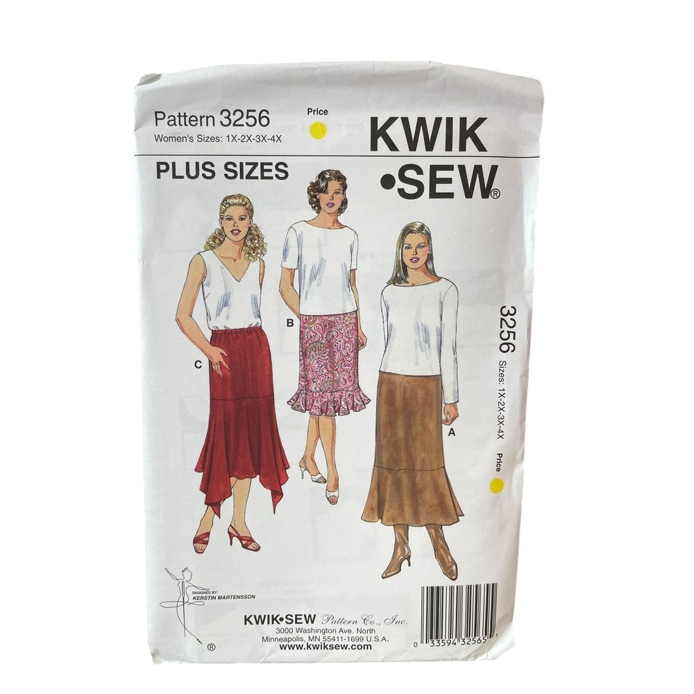 Kwik Sew 3256 Women's Plus Size Skirts 1X-4X Flounce Handkerchief